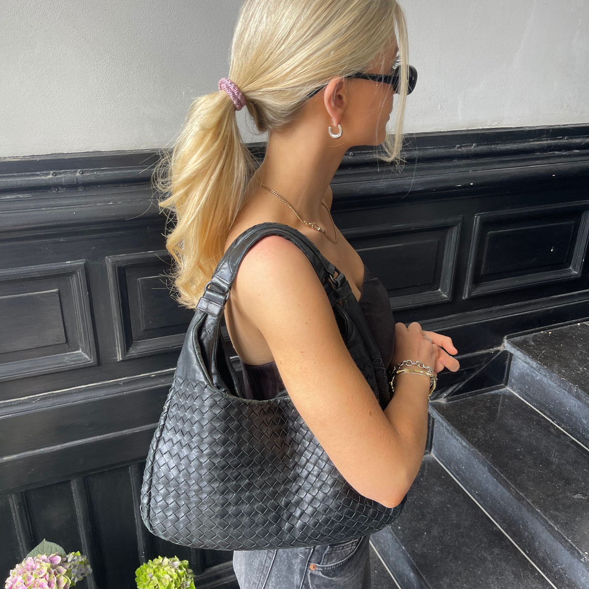 Bottega Veneta Medium Campana Hobo Black Leather