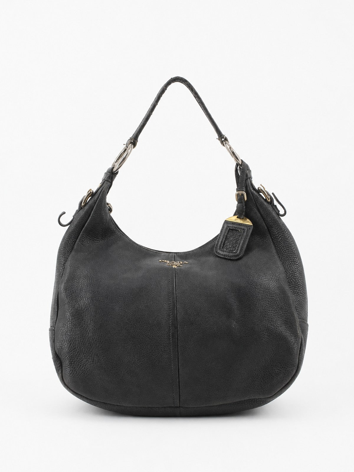 Prada Shoulder Bag Grey Leather