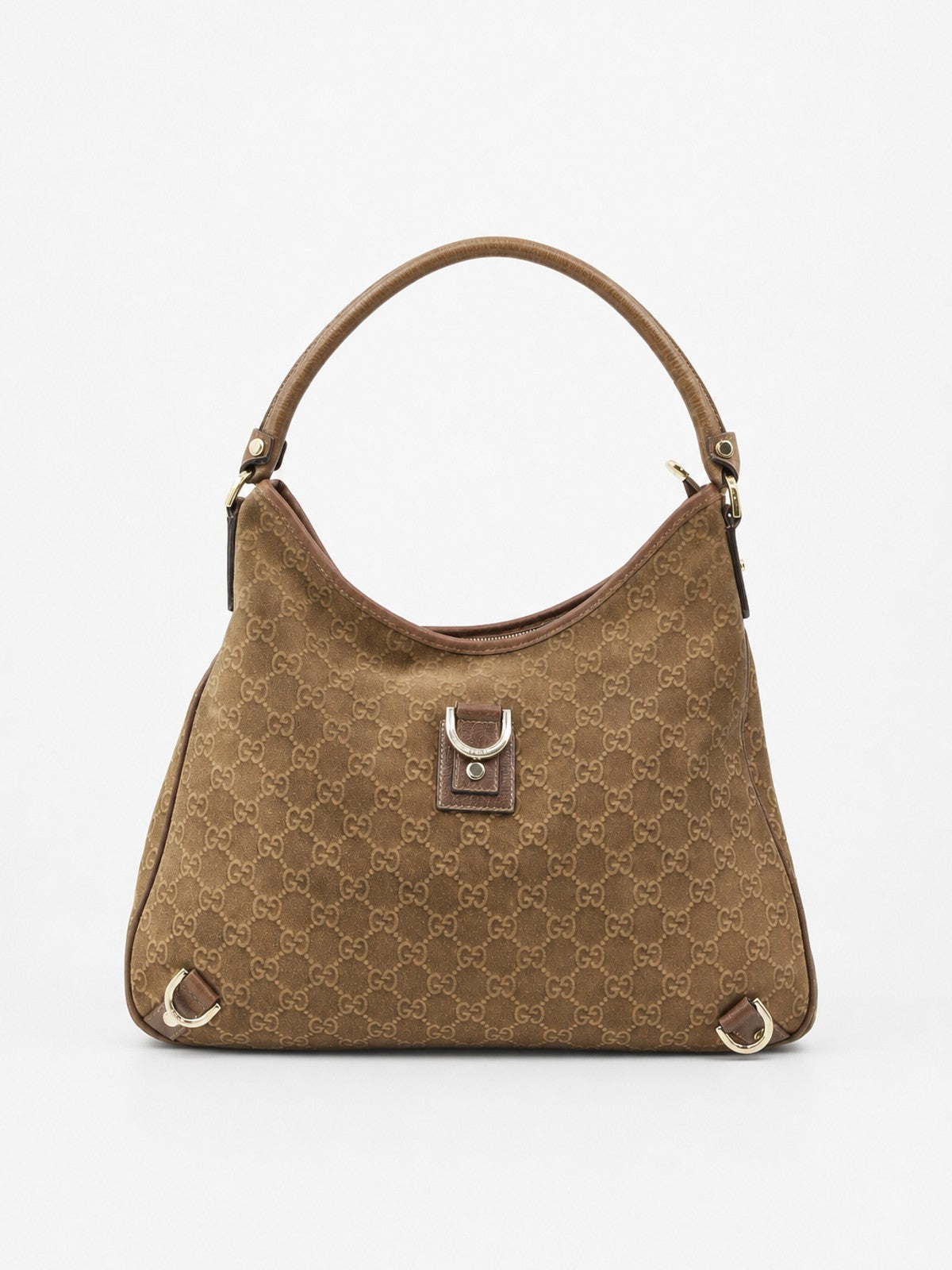 Gucci Shoulder Bag Brown Suede