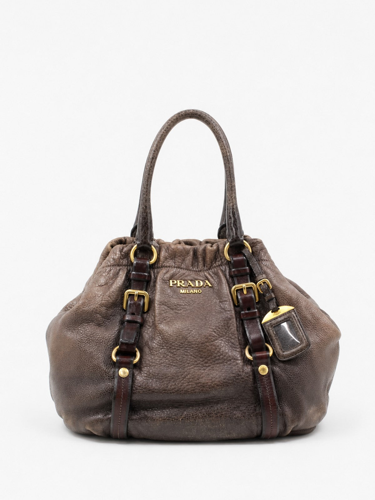 Prada Hand Bag Brown Leather